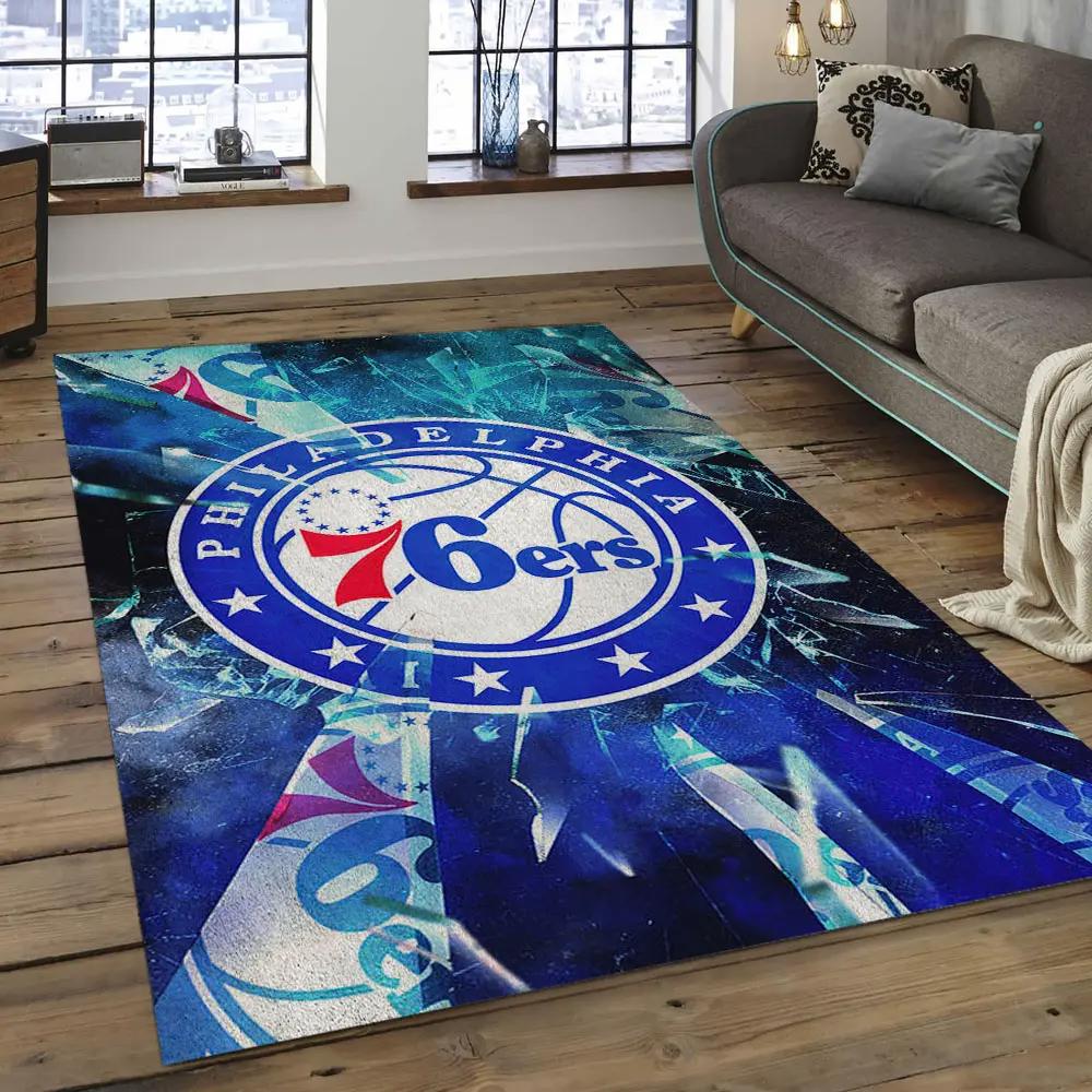 Nba philadelphia 76ers basketball legend team logo rectangle area p7640 Rectangle Rug