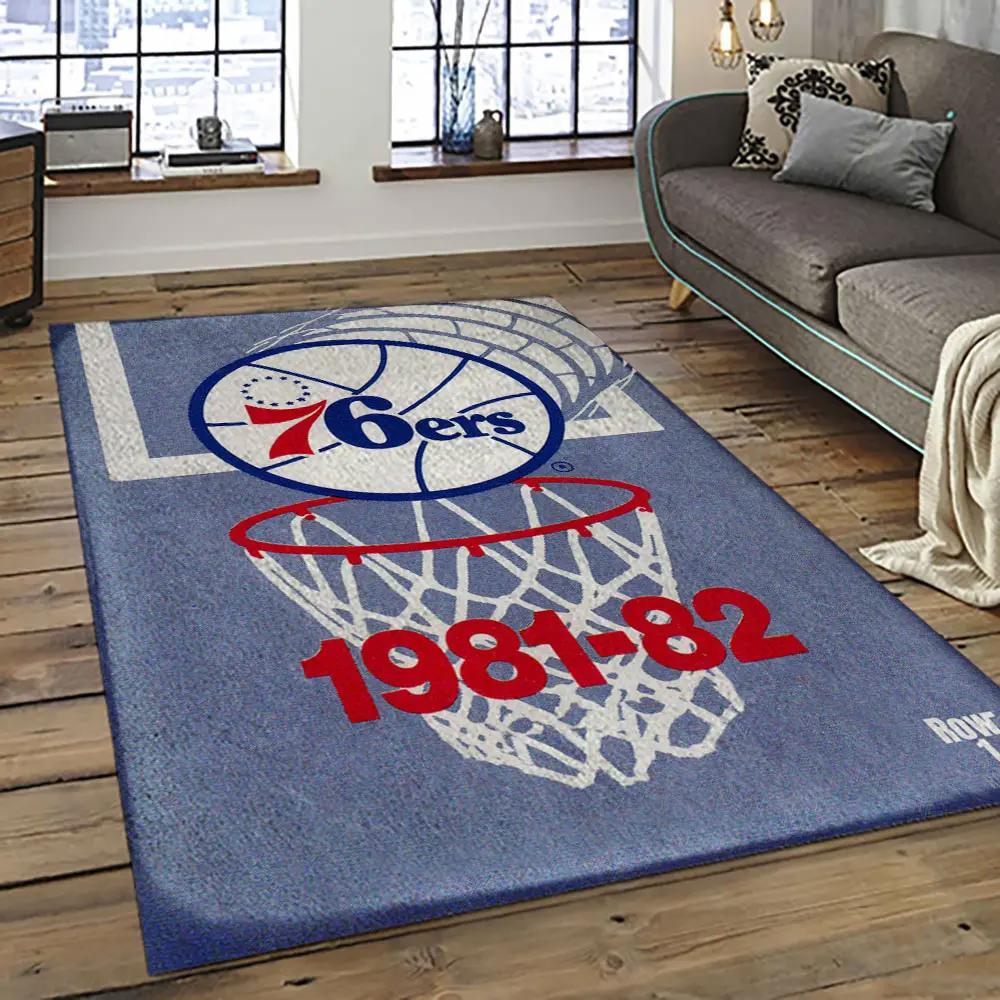 Nba philadelphia 76ers basketball team logo sport carpet area rug home decor best gift for friends p7654 Rectangle Rug