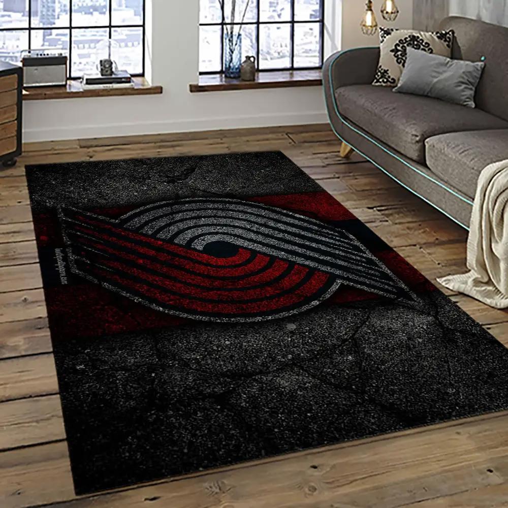 Nba portland trail blazers basketball team logo sport carpet rectangle area rug for living room ptb38 Rectangle Rug