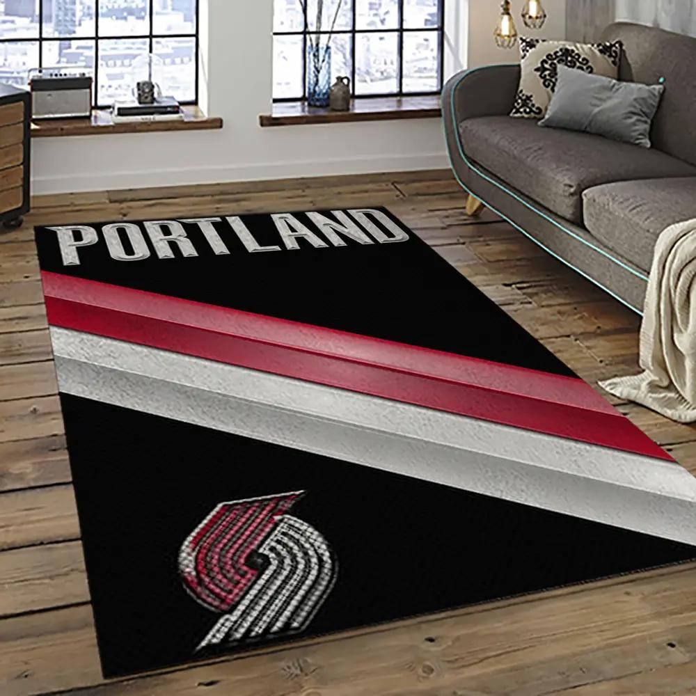 Nba portland trail blazers basketball team logo sport carpet rectangle area rug for living room ptb39 Rectangle Rug