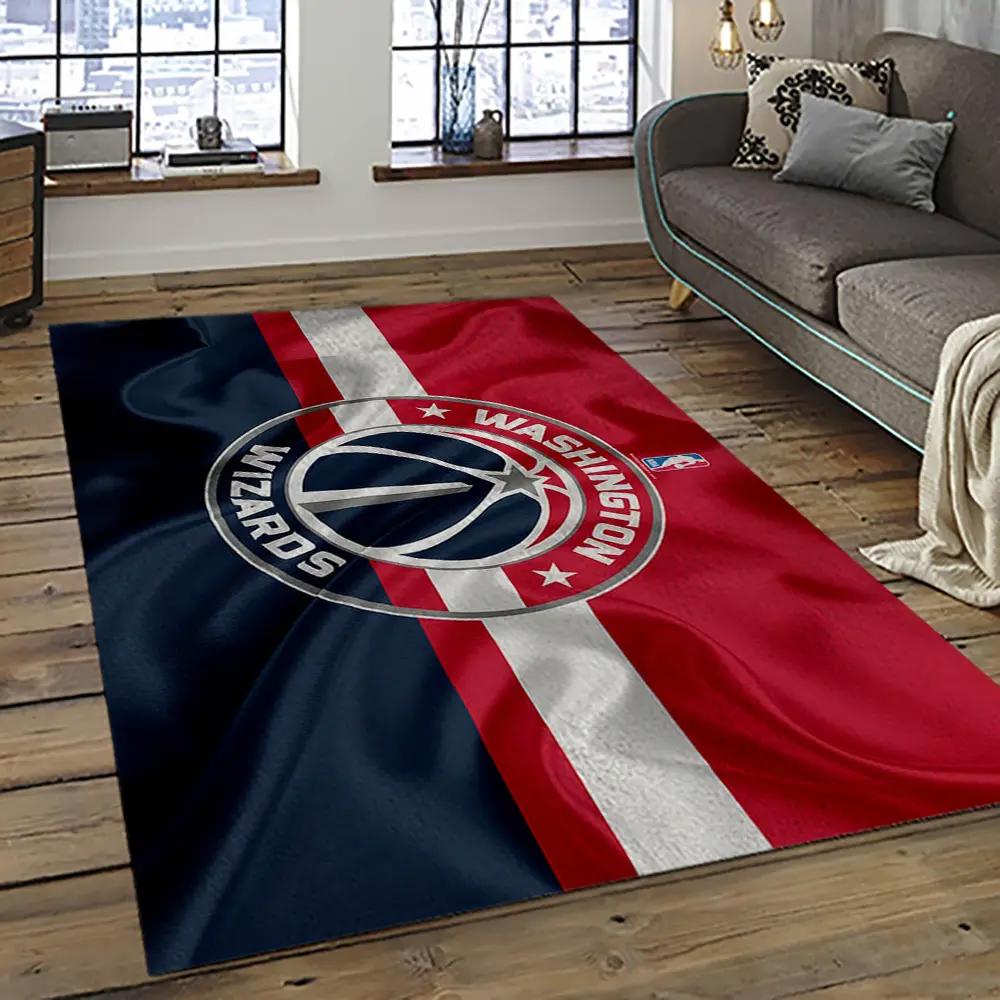 Nba washington wizards basketball team logo sport carpet rectangle area rug for living room wsw16 Rectangle Rug