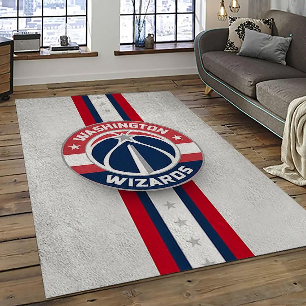 Nba washington wizards basketball team logo sport carpet rectangle area rug for living room wsw30 Rectangle Rug