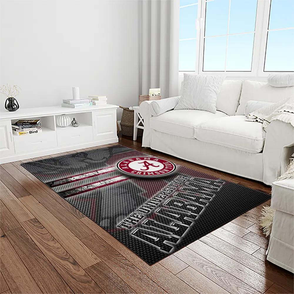 Ncaa alabama crimson tide college sport basketball and foolball team logo rectangle area rug act01 Rectangle Rug