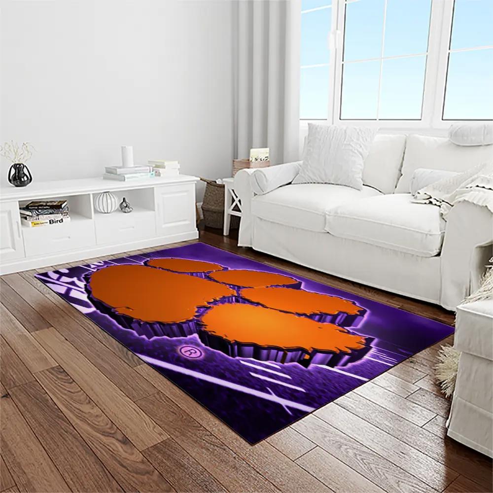 Ncaa clemson tigers college sport basketball and foolball team logo rectangle area rug ct10 Rectangle Rug