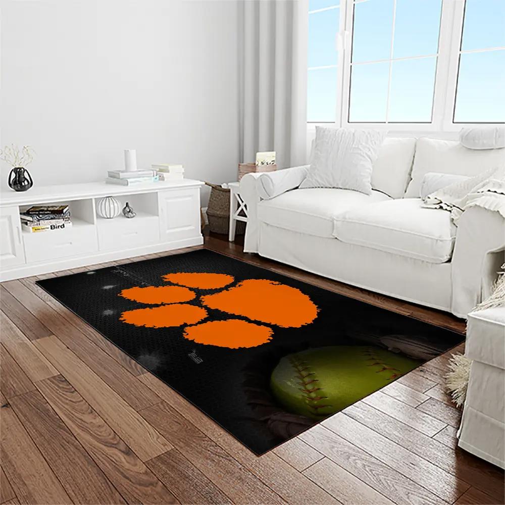 Ncaa clemson tigers college sport basketball and foolball team logo rectangle area rug ct55 Rectangle Rug