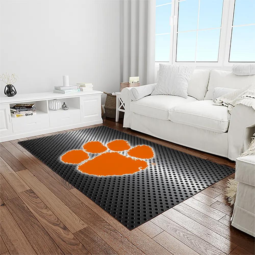 Ncaa clemson tigers college sport basketball and foolball team logo rectangle area rug ct58 Rectangle Rug