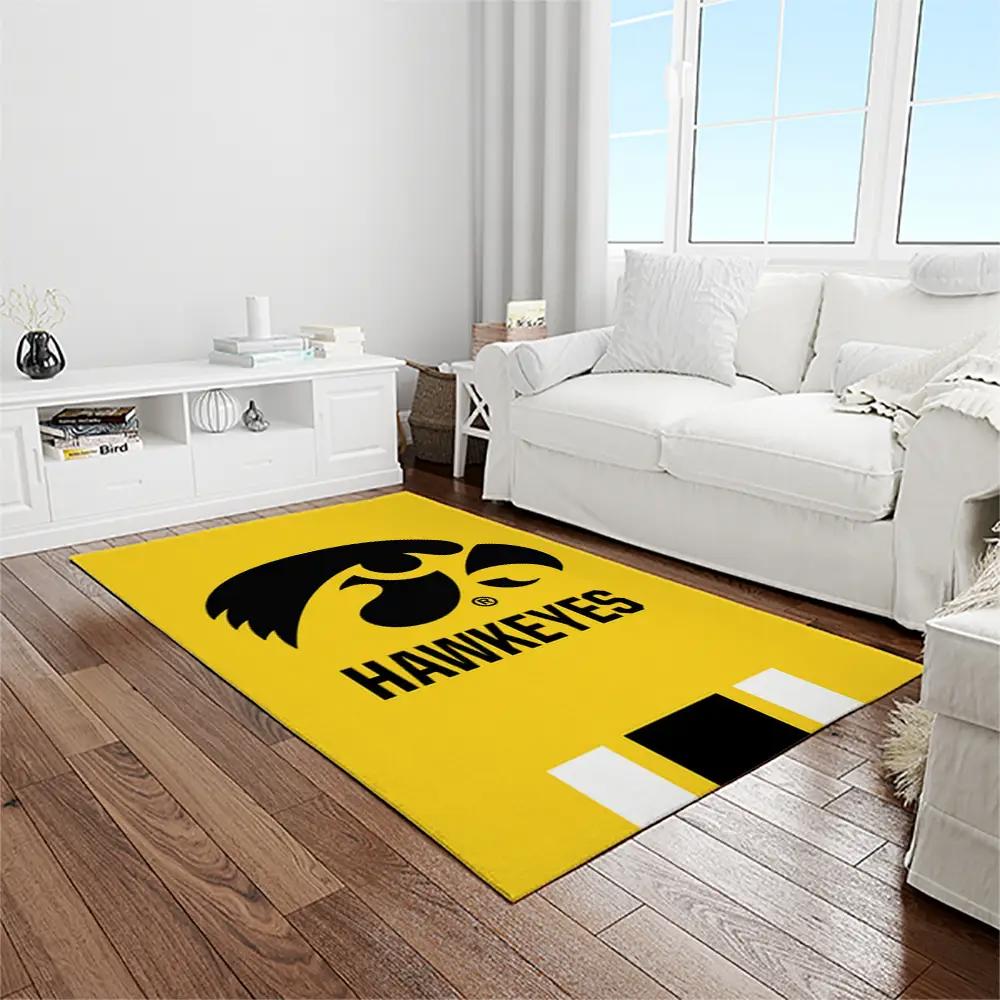 Ncaa iowa hawkeyes college sport basketball and foolball team logo rectangle area rug iwh27 Rectangle Rug