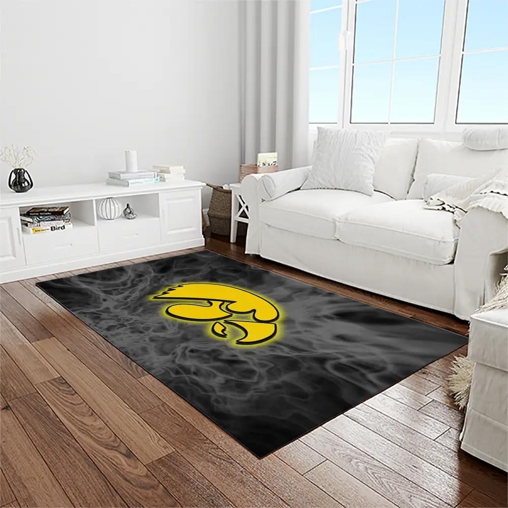 Ncaa iowa hawkeyes college sport basketball and foolball team logo rectangle area rug iwh52 Rectangle Rug