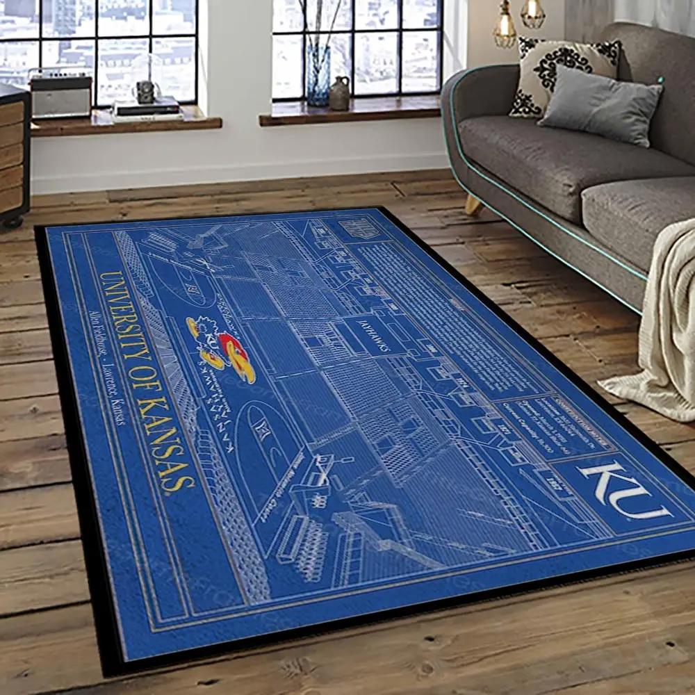 Ncaa kansas jayhawks football team logo sport carpet area rug home decor best gift for friends ksjk1 Rectangle Rug
