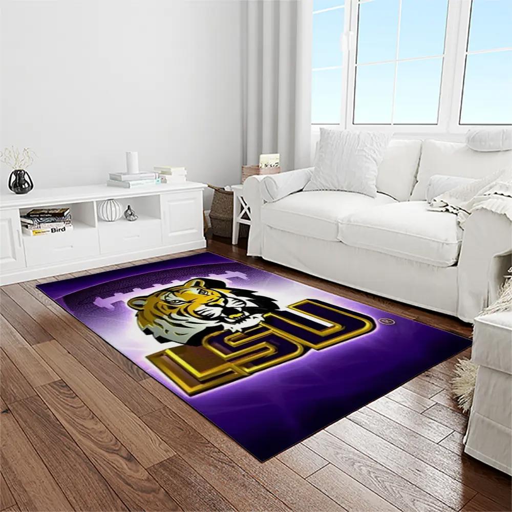 Ncaa louisiana state university college sport basketball and foolball team logo rectangle area rug lsu49 Rectangle Rug