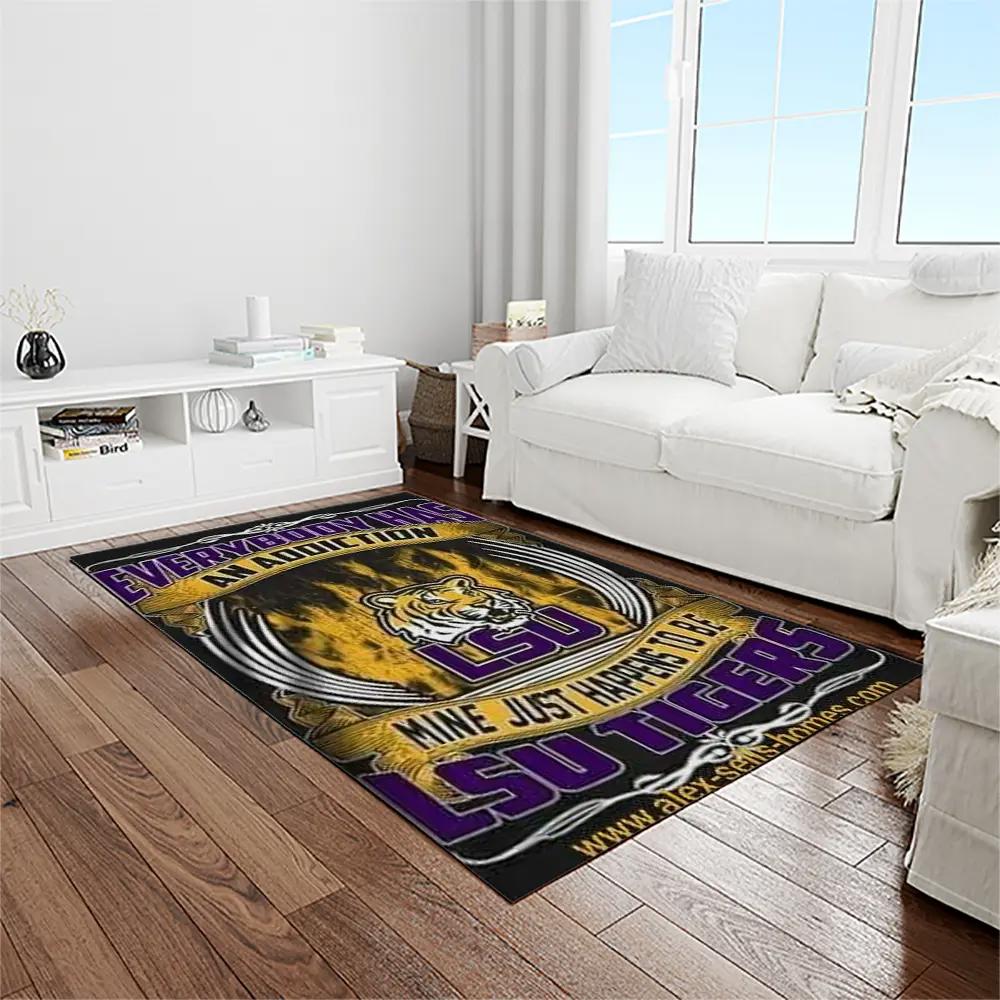 Ncaa louisiana state university college sport basketball and foolball team logo rectangle area rug lsu51 Rectangle Rug