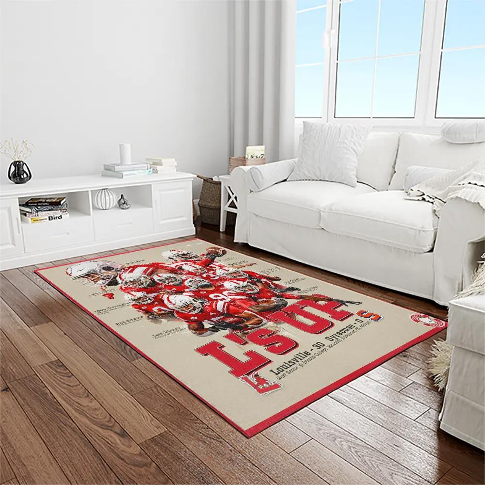 Ncaa louisville cardinals college sport basketball and foolball team logo rectangle area rug lics65 Rectangle Rug