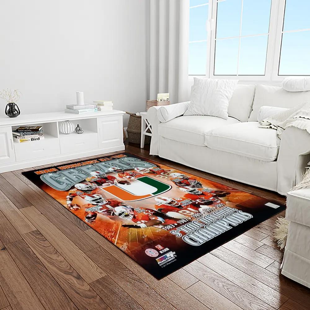 Ncaa miami hurricanes sport basketball and foolball team logo rectangle area rug mh18 Rectangle Rug