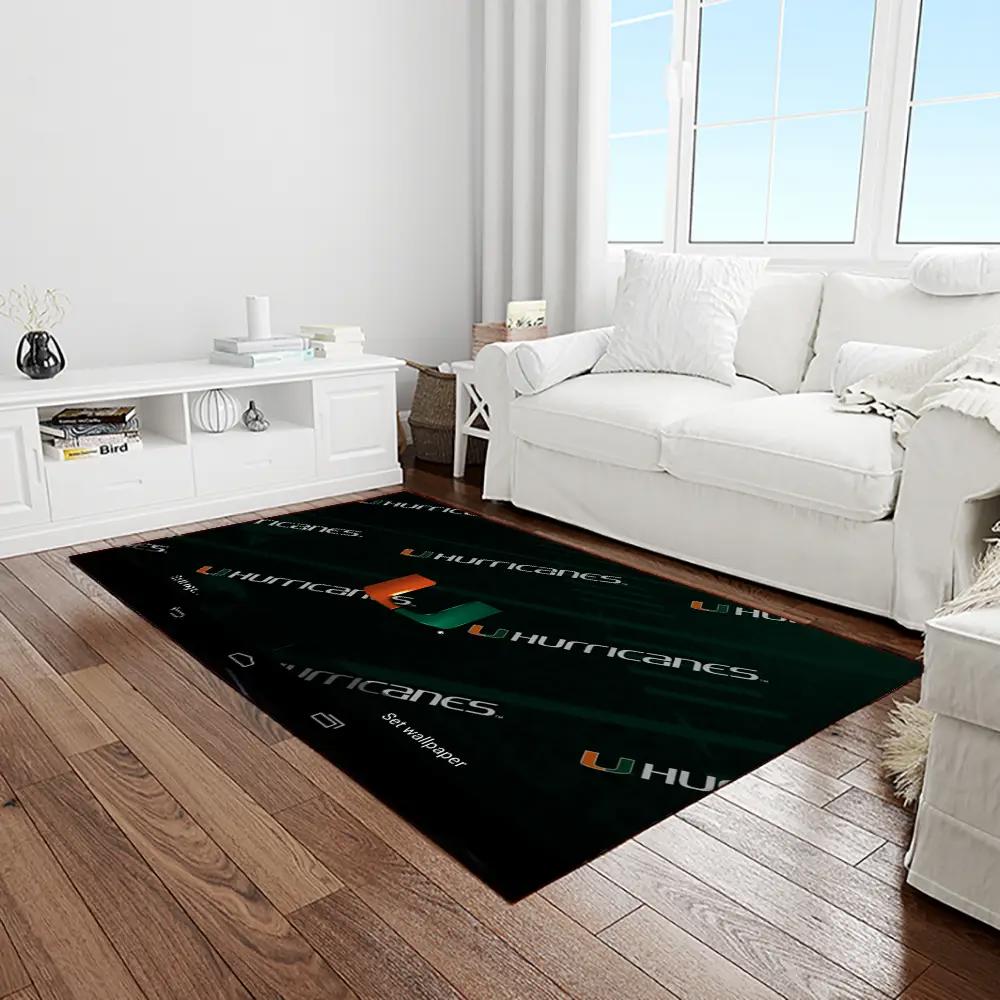 Ncaa miami hurricanes sport basketball and foolball team logo rectangle area rug mh33 Rectangle Rug