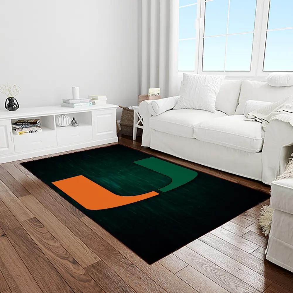 Ncaa miami hurricanes sport basketball and foolball team logo rectangle area rug mh50 Rectangle Rug