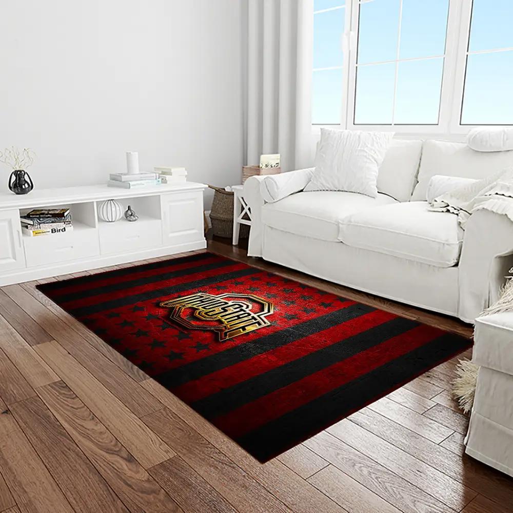 Ncaa ohio state buckeyes college sport basketball and foolball team logo rectangle area rug osb01 Rectangle Rug