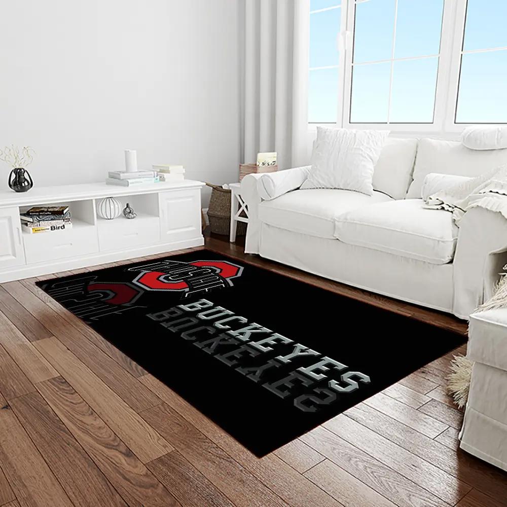 Ncaa ohio state buckeyes college sport basketball and foolball team logo rectangle area rug osb09 Rectangle Rug