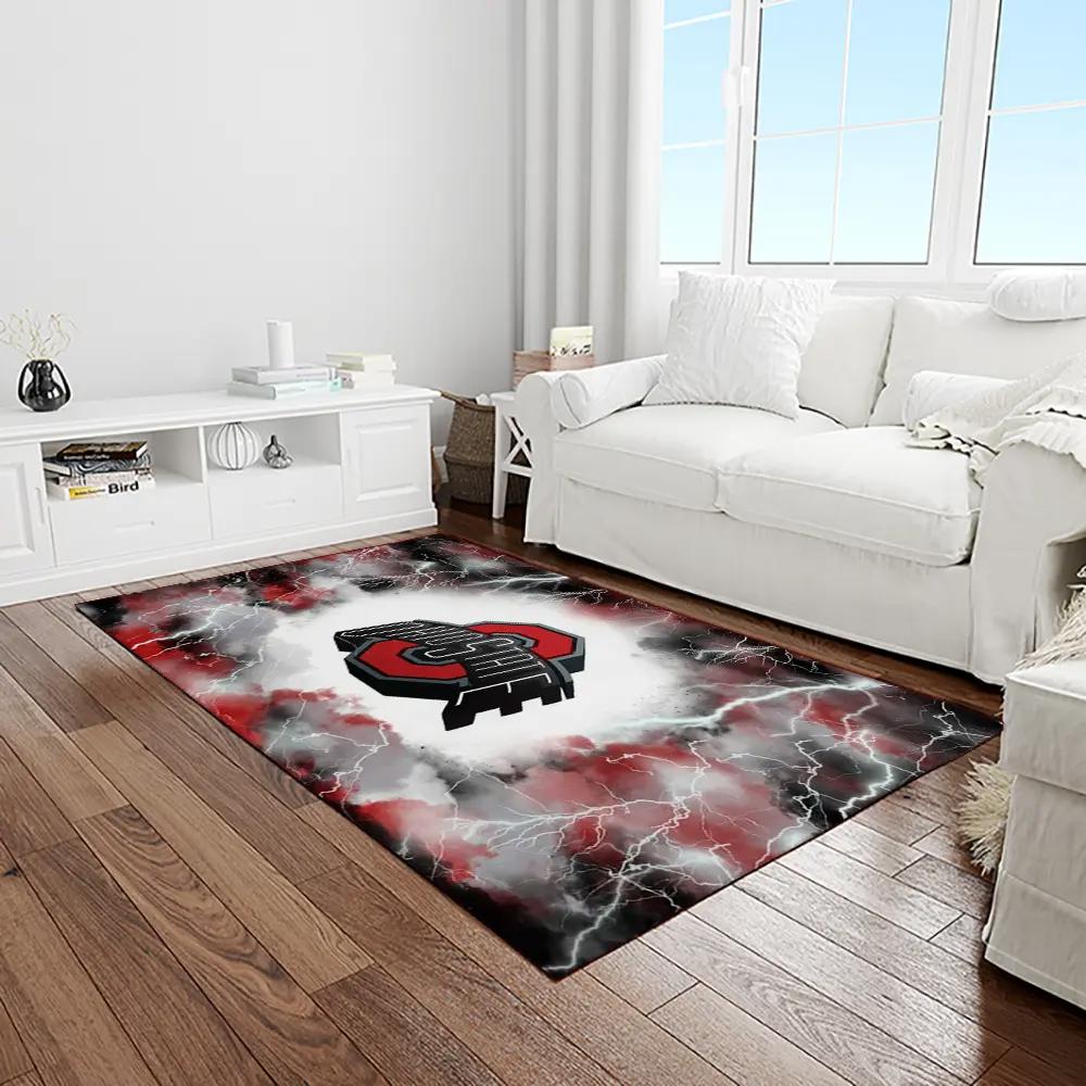 Ncaa ohio state buckeyes college sport basketball and foolball team logo rectangle area rug osb28 Rectangle Rug