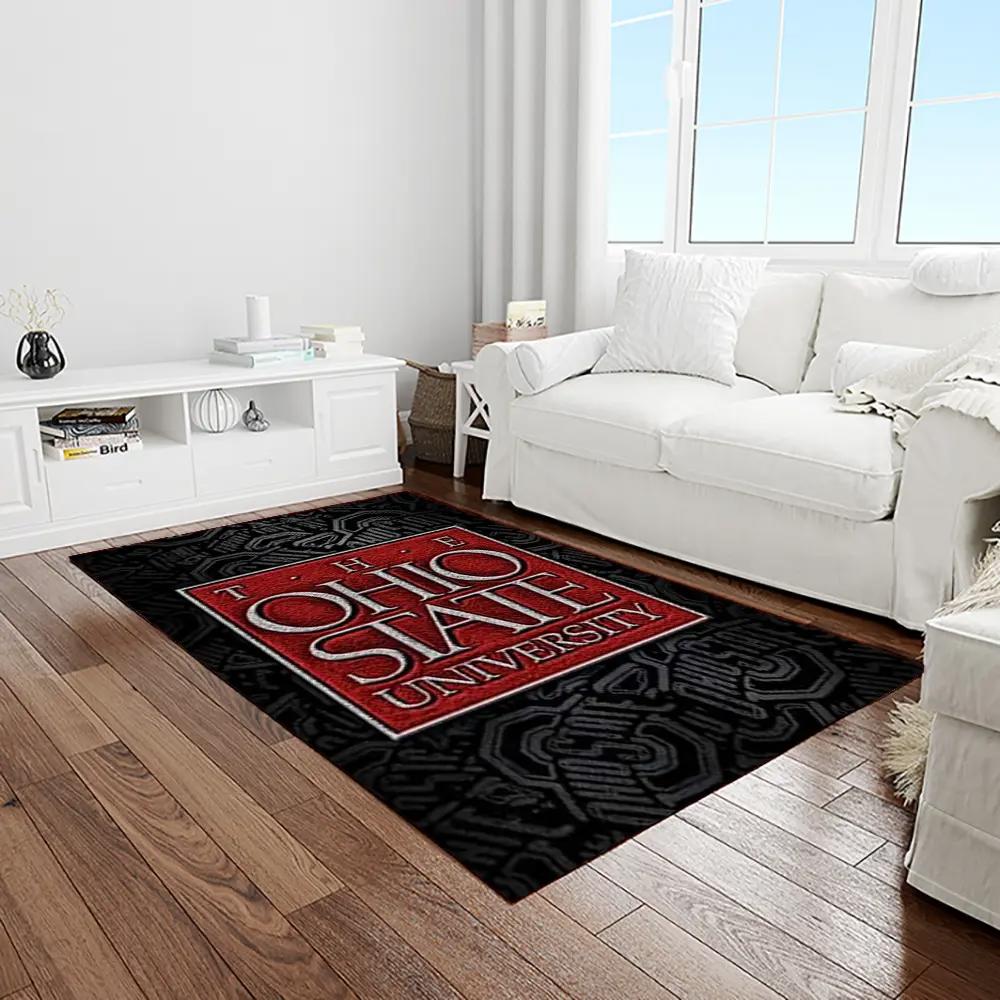 Ncaa ohio state buckeyes college sport basketball and foolball team logo rectangle area rug osb36 Rectangle Rug