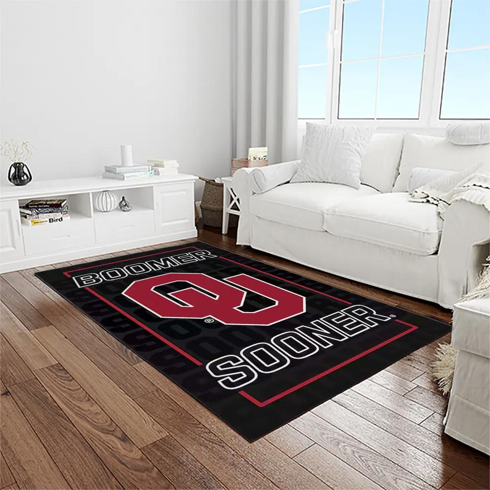 Ncaa oklahoma sooners sport basketball and foolball team logo rectangle area rug os11 Rectangle Rug