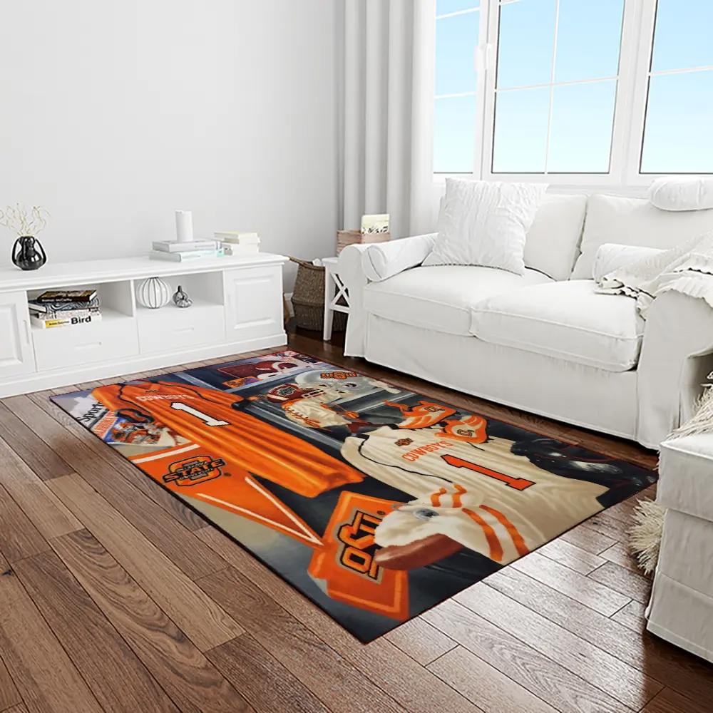 Ncaa oklahoma state cowboys sport basketball and foolball team logo rectangle area rug osc18 Rectangle Rug