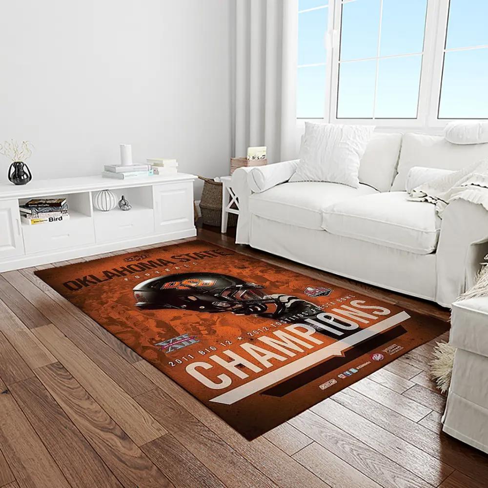 Ncaa oklahoma state cowboys sport basketball and foolball team logo rectangle area rug osc26 Rectangle Rug