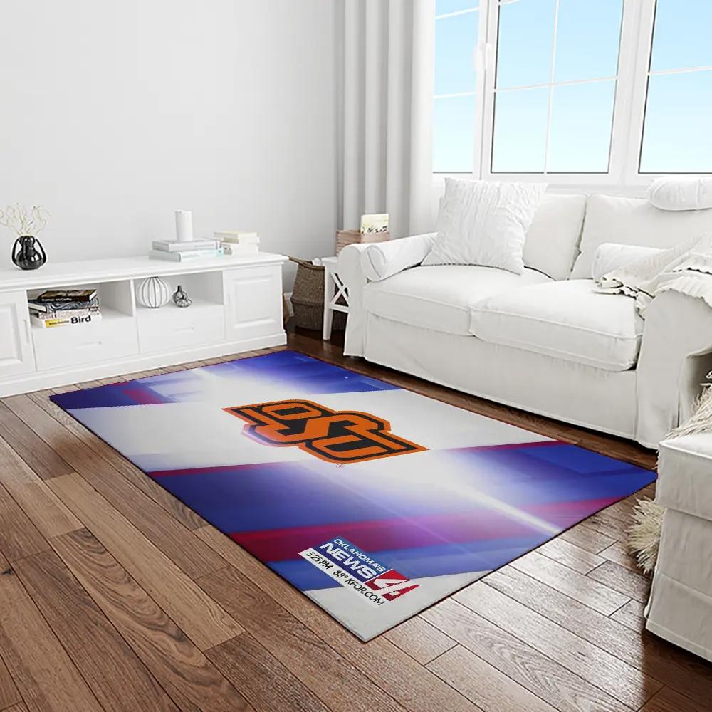 Ncaa oklahoma state cowboys sport basketball and foolball team logo rectangle area rug osc41 Rectangle Rug