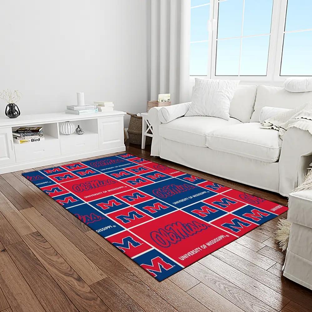 Ncaa ole miss rebels sport basketball and foolball team logo rectangle area rug omr13 Rectangle Rug