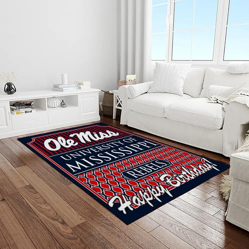 Ncaa ole miss rebels sport basketball and foolball team logo rectangle area rug omr19 Rectangle Rug