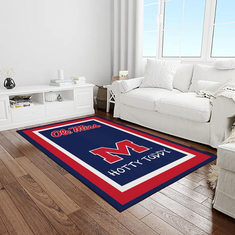 Ncaa ole miss rebels sport basketball and foolball team logo rectangle area rug omr33 Rectangle Rug