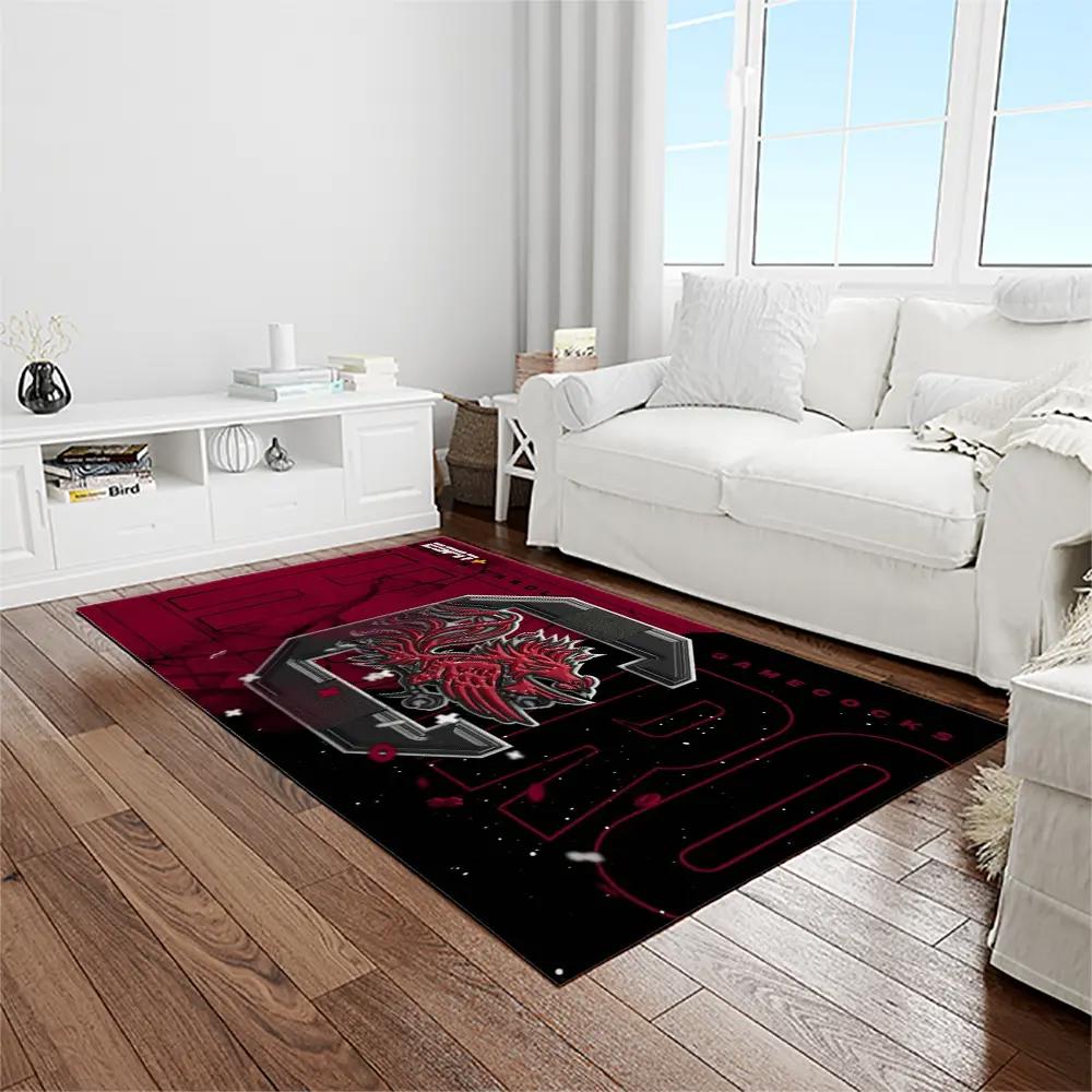 Ncaa south carolina gamecocks college sport basketball and foolball team logo rectangle area rug scg38 Rectangle Rug