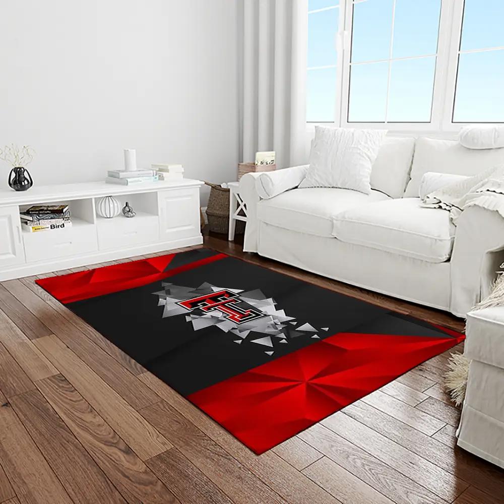 Ncaa texas tech red raiders sport basketball and foolball team logo rectangle area rug ttrr19 Rectangle Rug