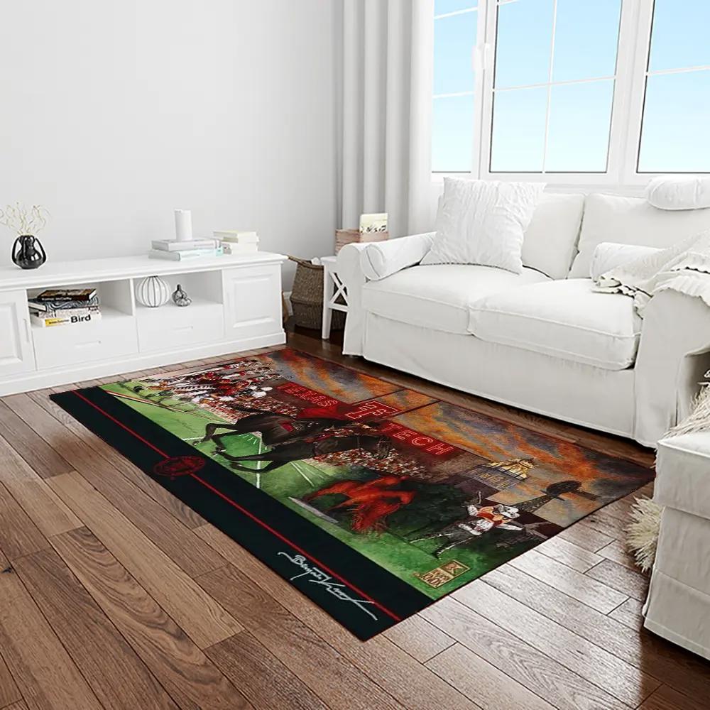 Ncaa texas tech red raiders sport basketball and foolball team logo rectangle area rug ttrr28 Rectangle Rug