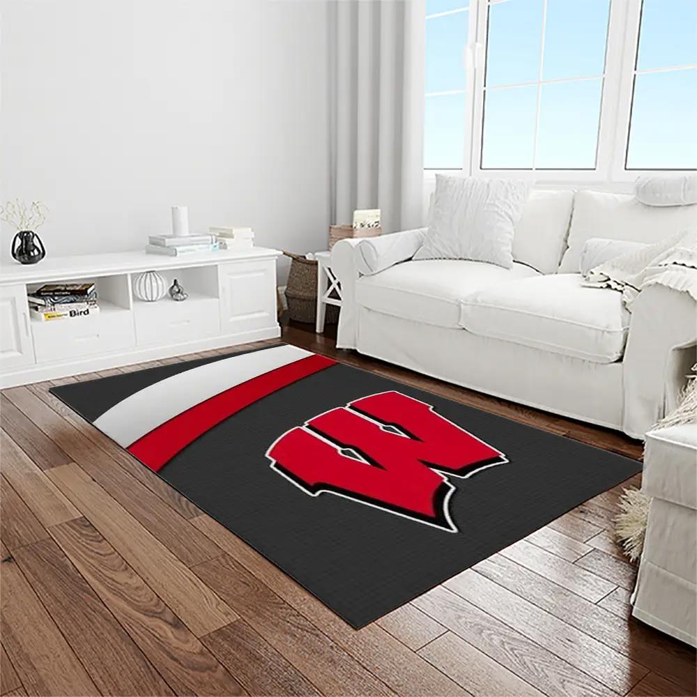 Ncaa wisconsin badgers college sport basketball and foolball team logo rectangle area rug wb14 Rectangle Rug