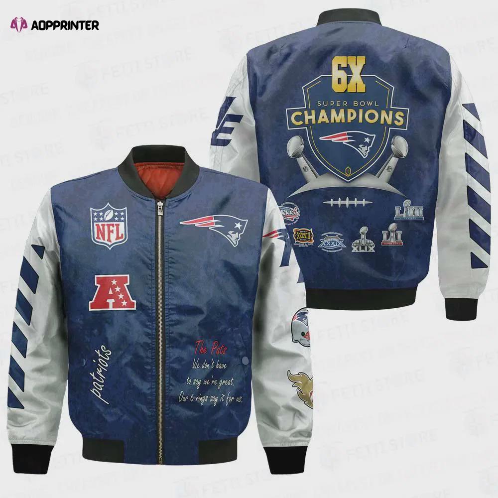 New england patriots 6x champions design bomber jacket v1 Bomber Jacket