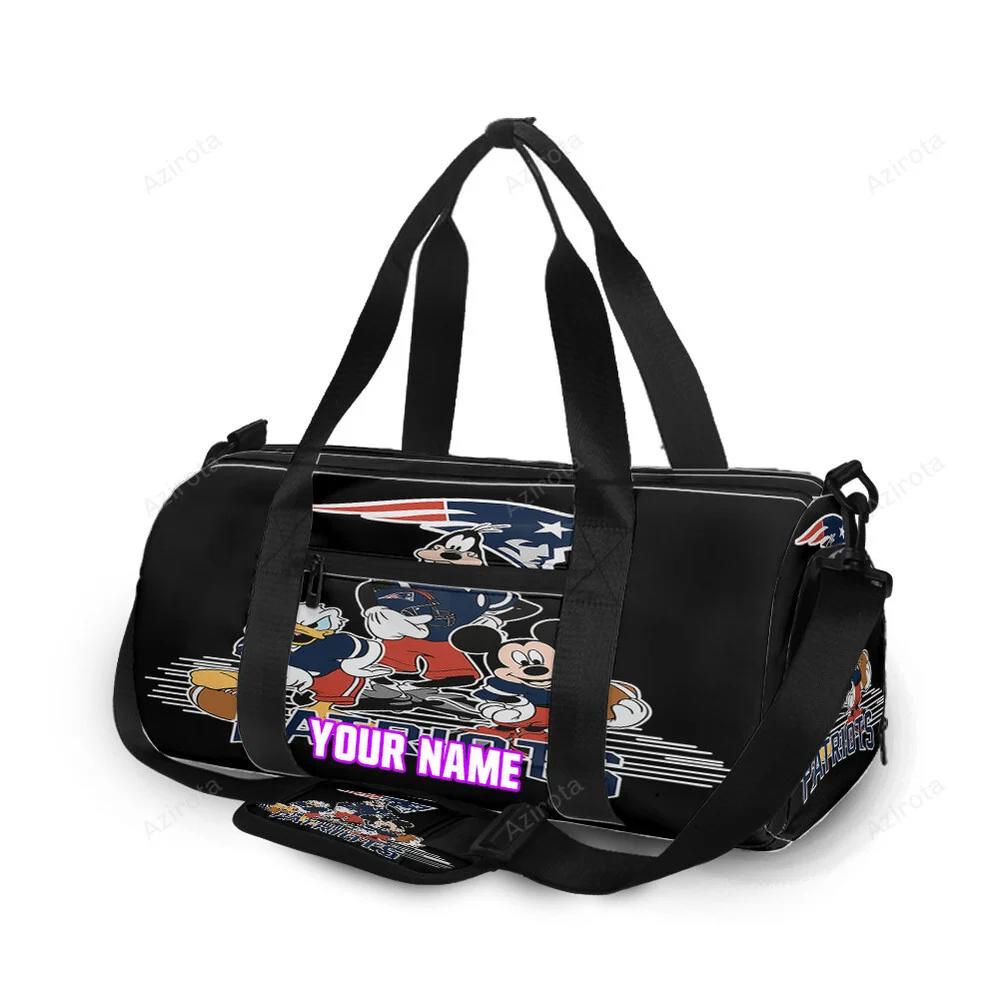 New england patriots mickey donald goofy personalized name travel bag gym bag 2052 Travel Bag