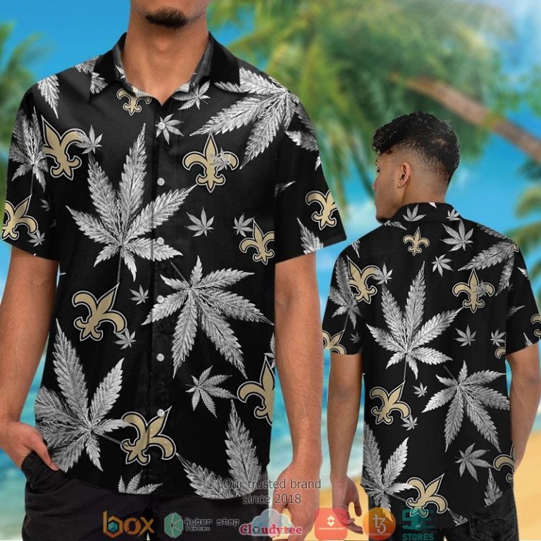 New orleans saints cannabis black hawaiian shirt Hawaii Shirt Shorts & Flip Flops