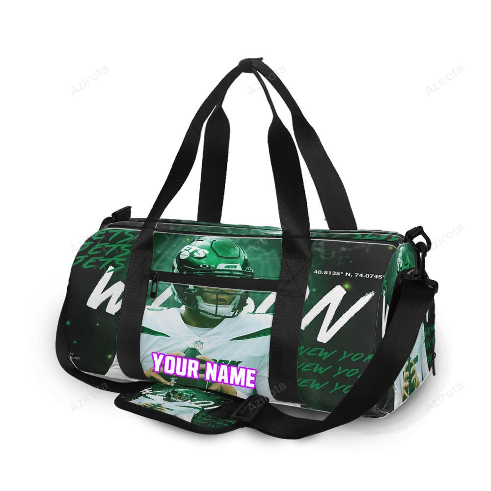 New york jets 02 zach wilson v49 personalized name travel bag gym bag 1595 Travel Bag