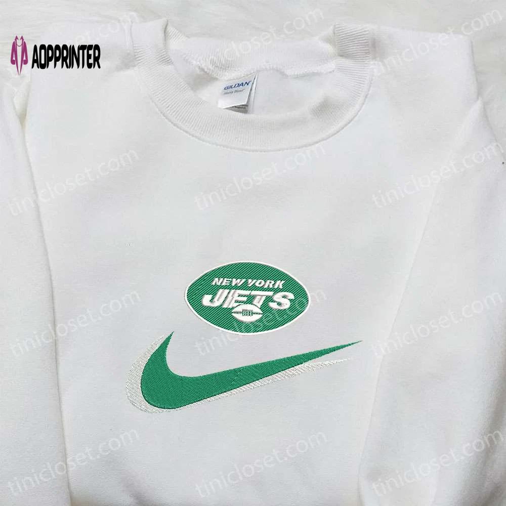 New york jets nike swoosh shirt & nfl sports hoodie: best fandom gifts Embroidered Shirt