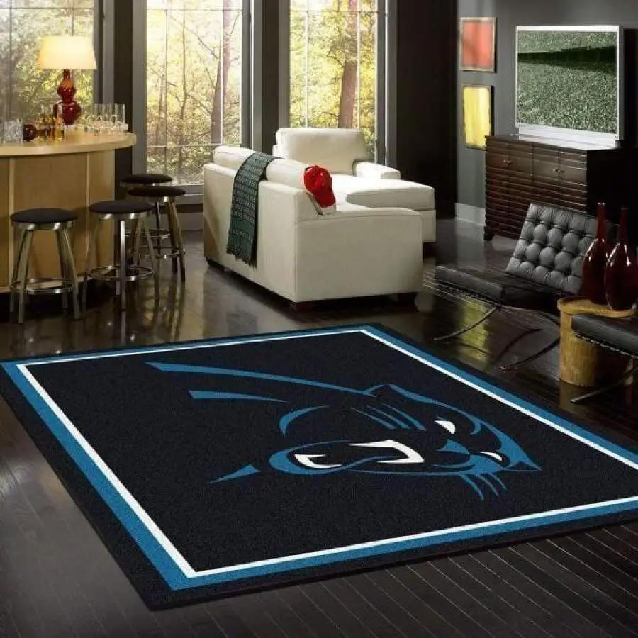 Nfl carolina panthers team logo area rug living room rug home decor Rectangle Rug