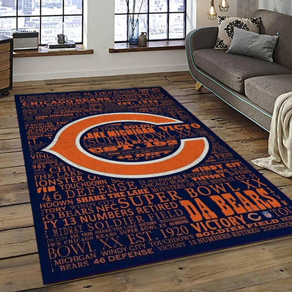 Nfl chicago bears football team logo sport carpet rectangle area rug for living room ccb27 Rectangle Rug