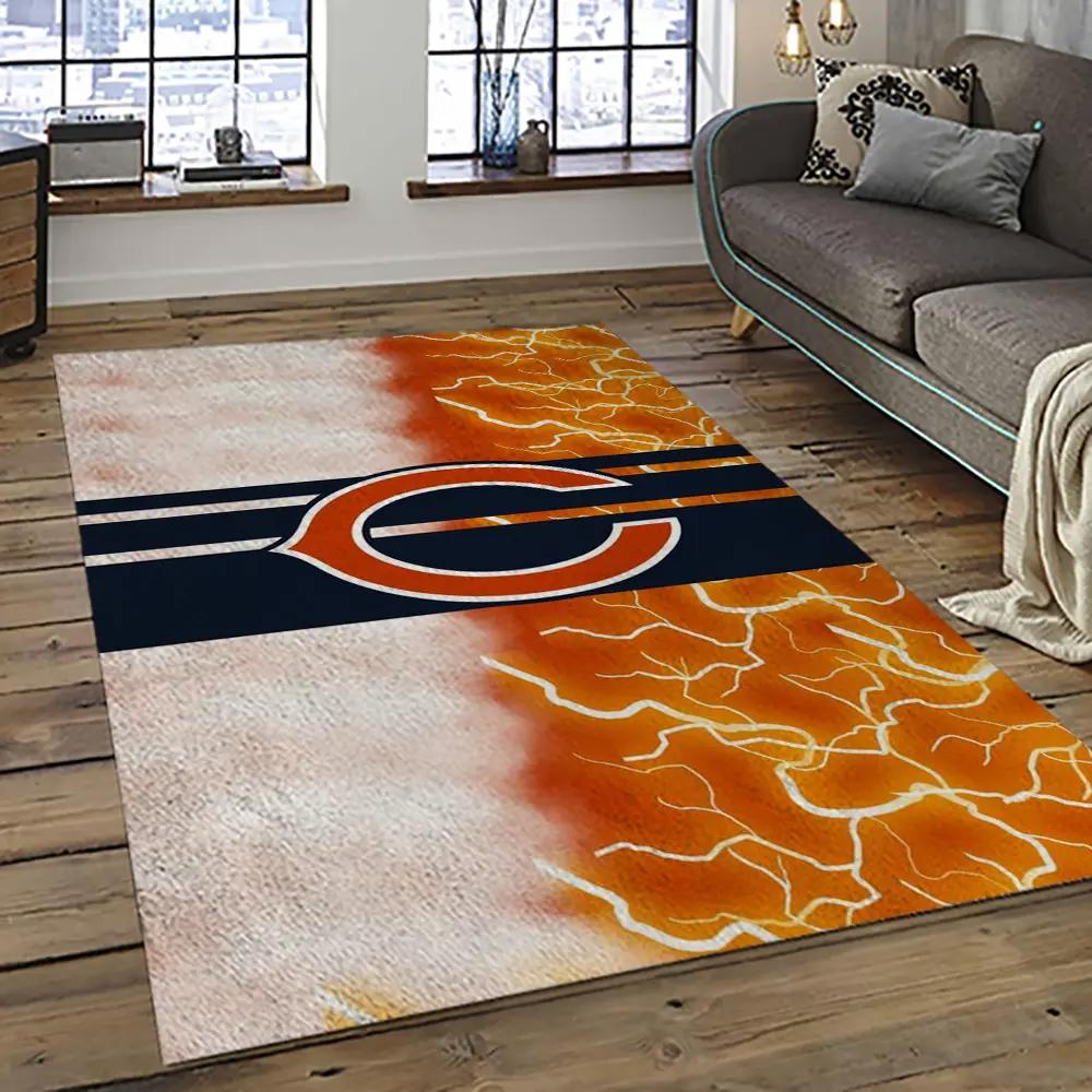 Nfl chicago bears football team logo sport carpet rectangle area rug for living room ccb46 Rectangle Rug