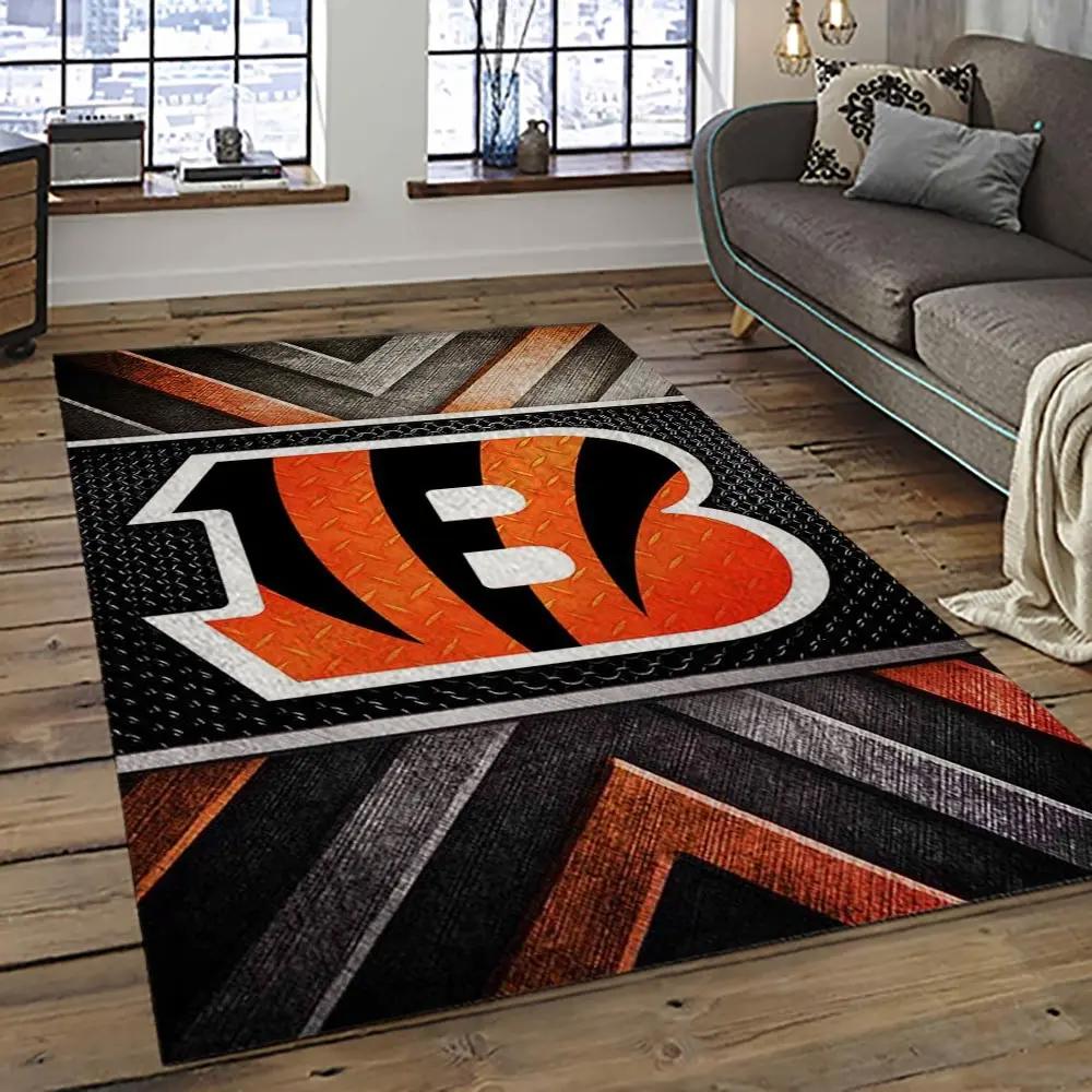 Nfl cincinnati bengals football team logo sport carpet area rug who dey nation gift for friends cnns52 Rectangle Rug