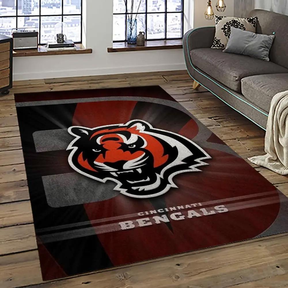 Nfl cincinnati bengals football team logo sport carpet area rug who dey nation gift for friends cnns70 Rectangle Rug