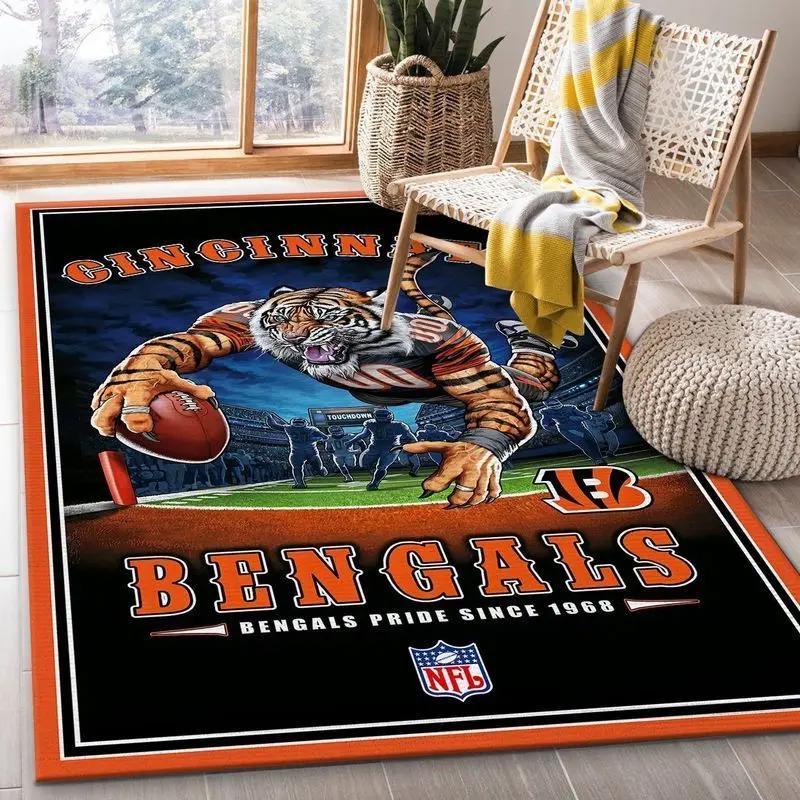 Nfl cincinnati bengals team area rug living room carpet home rug 4 Rectangle Rug