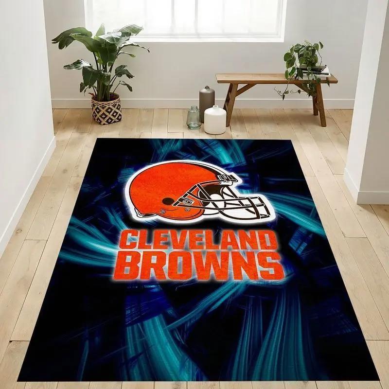 Nfl cleveland browns area rug football rug carpet floor decor home decor 16 Rectangle Rug
