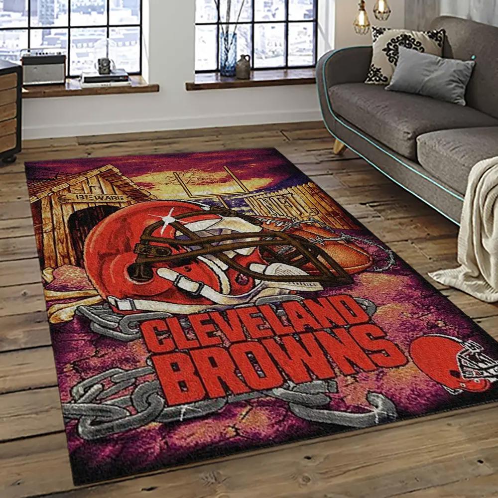 Nfl cleveland browns football team logo sport carpet rectangle area rug for living room cb06 Rectangle Rug