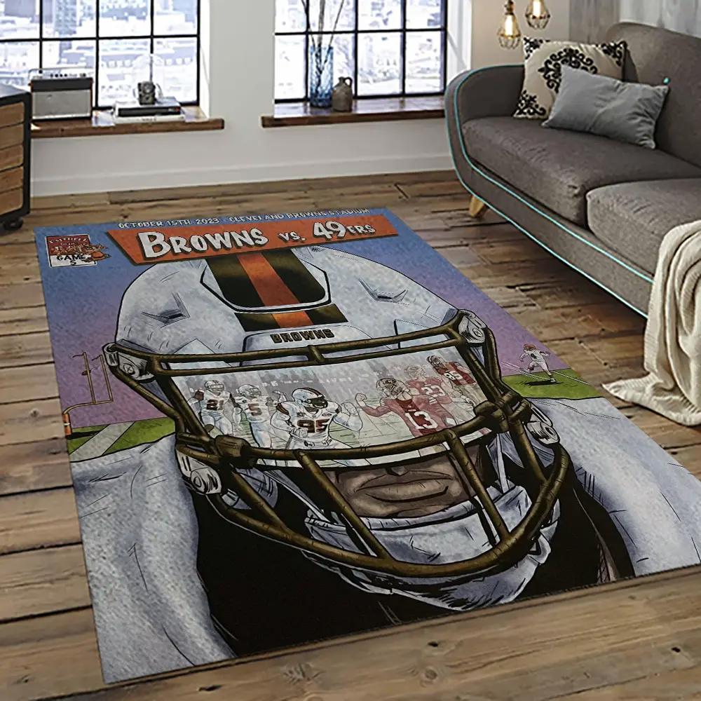Nfl cleveland browns football team logo sport carpet rectangle area rug for living room cb42 Rectangle Rug