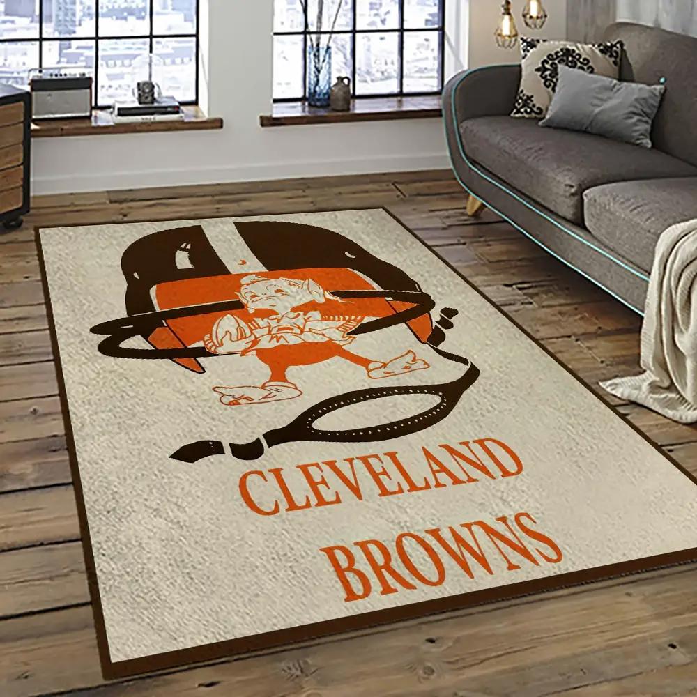 Nfl cleveland browns football team logo sport carpet rectangle area rug for living room cb61 Rectangle Rug