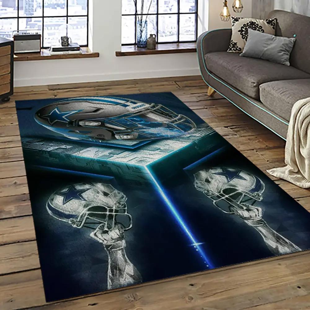 Nfl dallas cowboy football team logo sport carpet rectangle area rug for living room dc37 Rectangle Rug